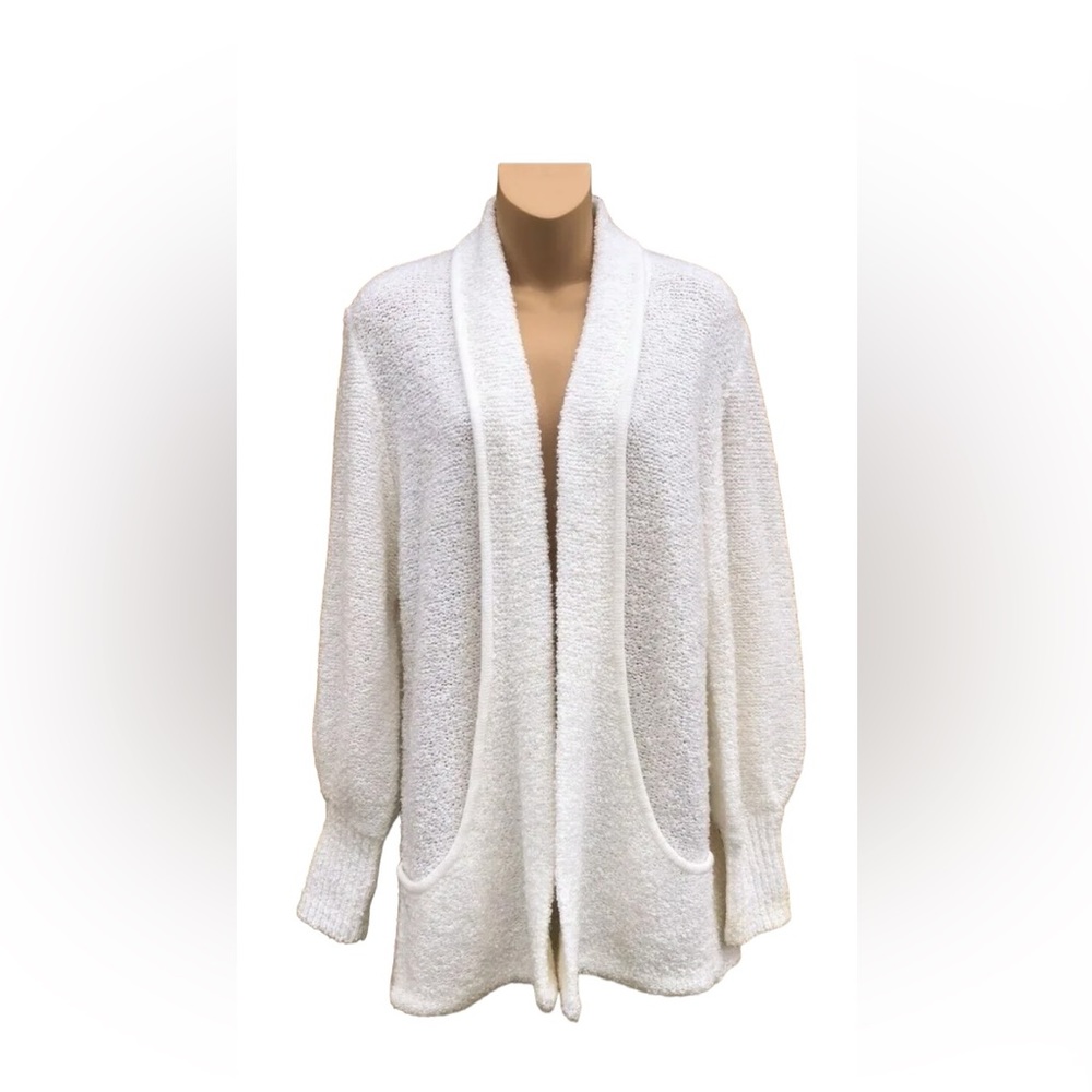 Open front Ivory size small cardigan made in Hong Kong by sideffects 90’s
